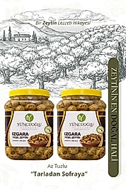 Yüncüoğlu Çiftliği Izgara Yeşil Zeytin - Kendi Bahçemizden Doğal Katkısız Izgara Zeytin 900 gram x 2 Adet