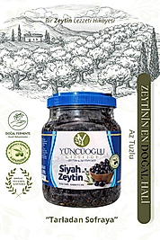 Yüncüoğlu Çiftliği Az Tuzlu Siyah Zeytin 900 gr - Doğal Fermente Katkısız Kahvaltılık Sele Zeytin