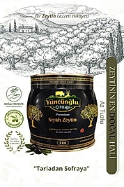 Yüncüoğlu Çiftliği Premium Siyah Zeytin XL 2 kg - Kendi Bahçemizden Doğal Ve Katkısız Az Tuzlu