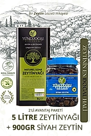 Yüncüoğlu Çiftliği 2'li Avantaj Paketi - 5 L Naturel Sızma Zeytinyağı + 900 Gr Doğal Siyah Zeytin