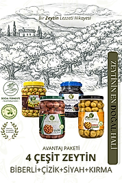 Yüncüoğlu Çiftliği 4'lü Avantaj Paketi - Biberli + Çizik + Siyah Sele + Kırma Yeşil Zeytin Seti