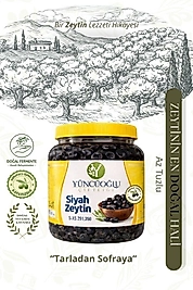 Yüncüoğlu Çiftliği Siyah Zeytin Az Tuzlu - 291-350 Kalibre Doğal Salamura Kahvaltılık Zeytin 900 Gr