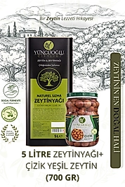 Yüncüoğlu Çiftliği 2'li Avantaj Paketi - 5 L Naturel Sızma Zeytinyağı + 700 G Doğal Çizik Yeşil Zeytin