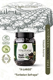 Yüncüoğlu Çiftliği Doğal Salamura Siyah Zeytin XL 201-230 Kalibre Kararmaz ve Katkısız 900 gr