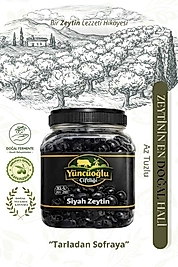 Yüncüoğlu Çiftliği Premium Siyah Zeytin XL-L 201-260 Kalibre - Doğal Salamura Katkısız Sele Zeytini 900 Gr